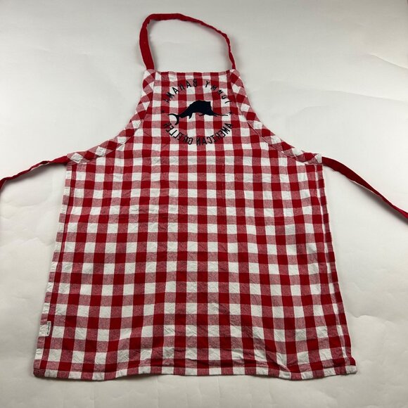 Tommy Bahama Red Gingham American Griller Cotton Tie Apron OS - Picture 6 of 6